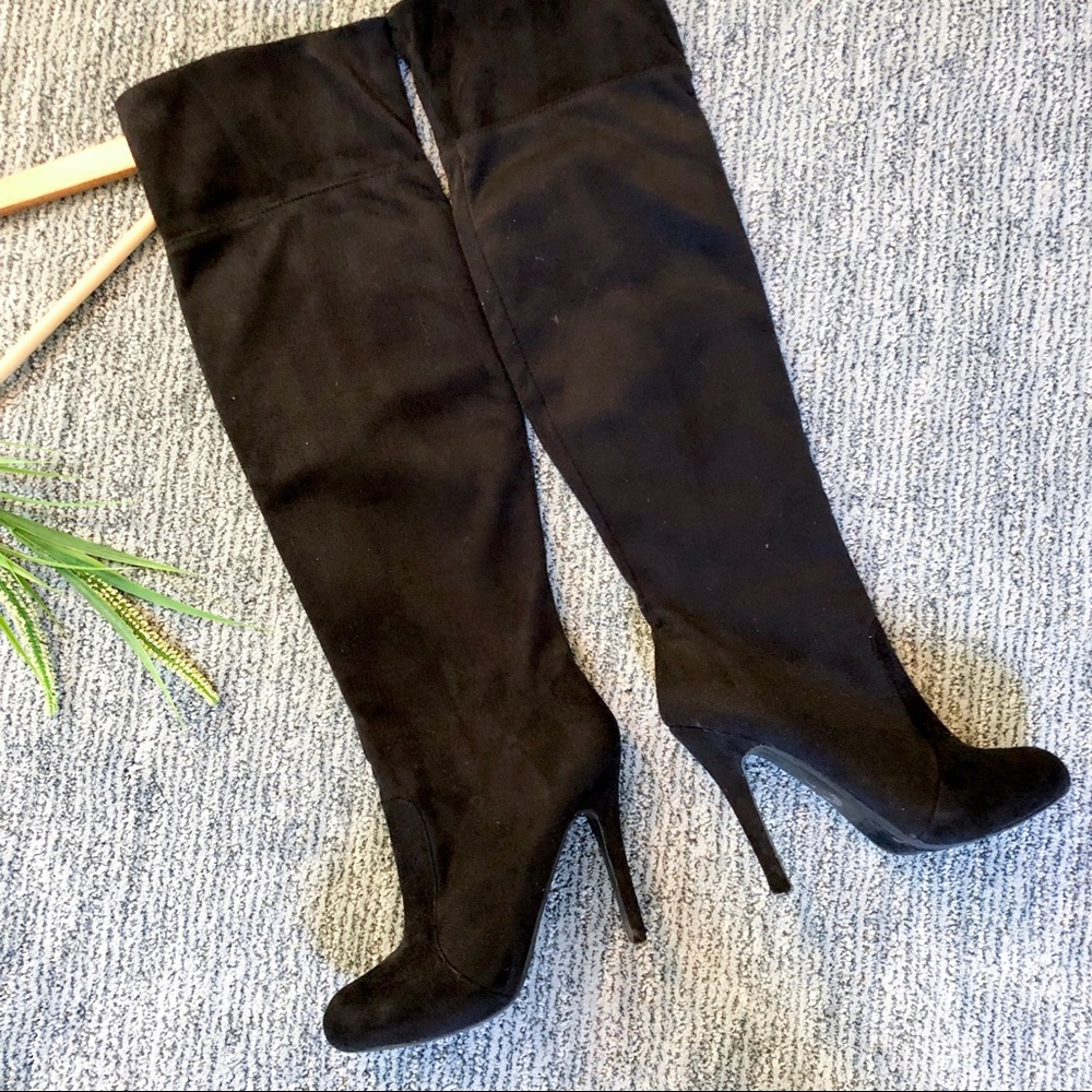Traffic Over the Knee Heeled Boots - Black